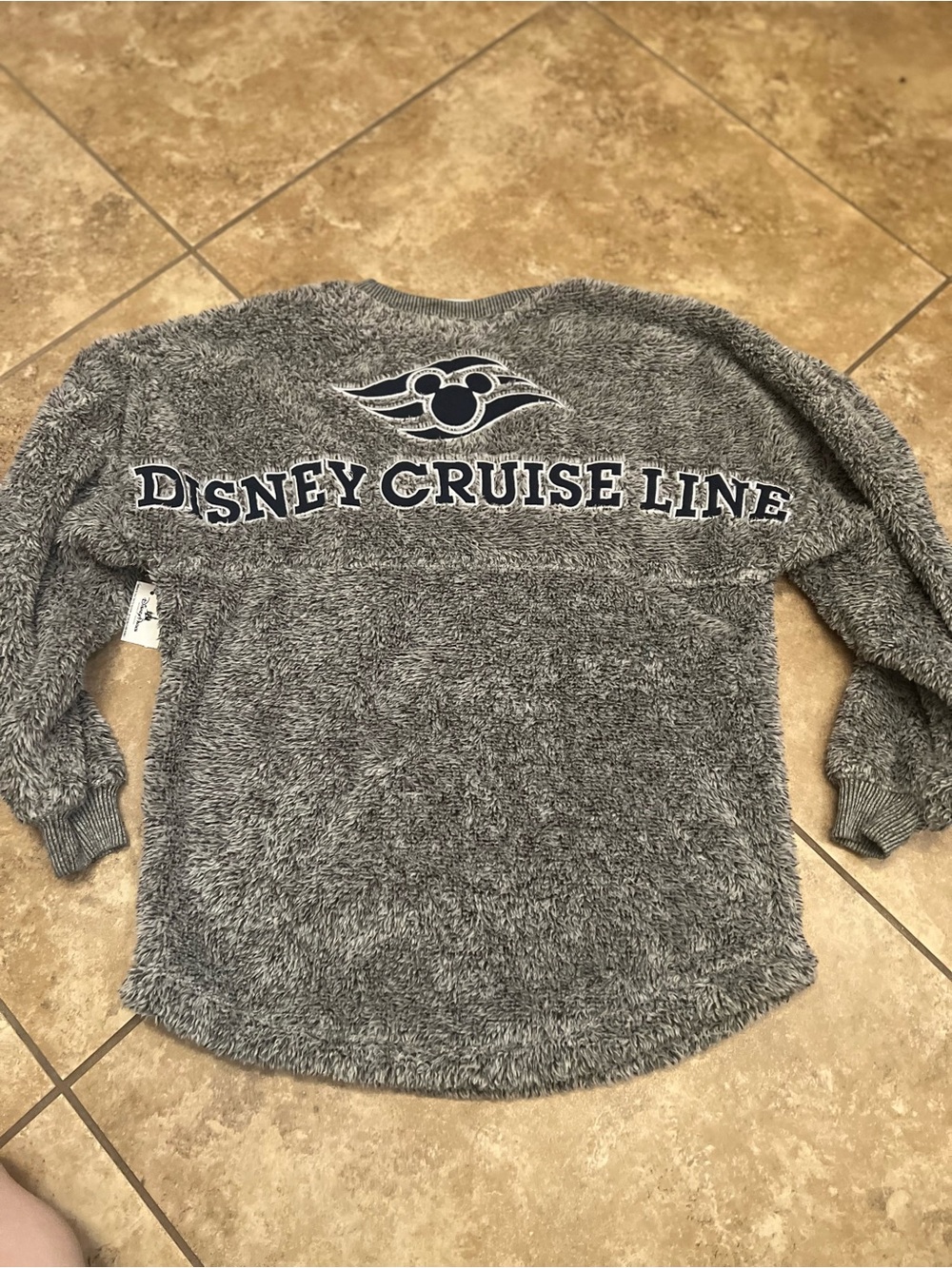 Disney Gray Plush Long Sleeve Cruise Line Top